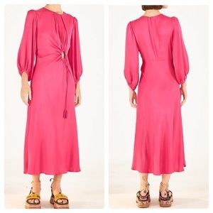 Farm Rio Pink Front Circle Out Midi Dress - Size Small (NWT)
